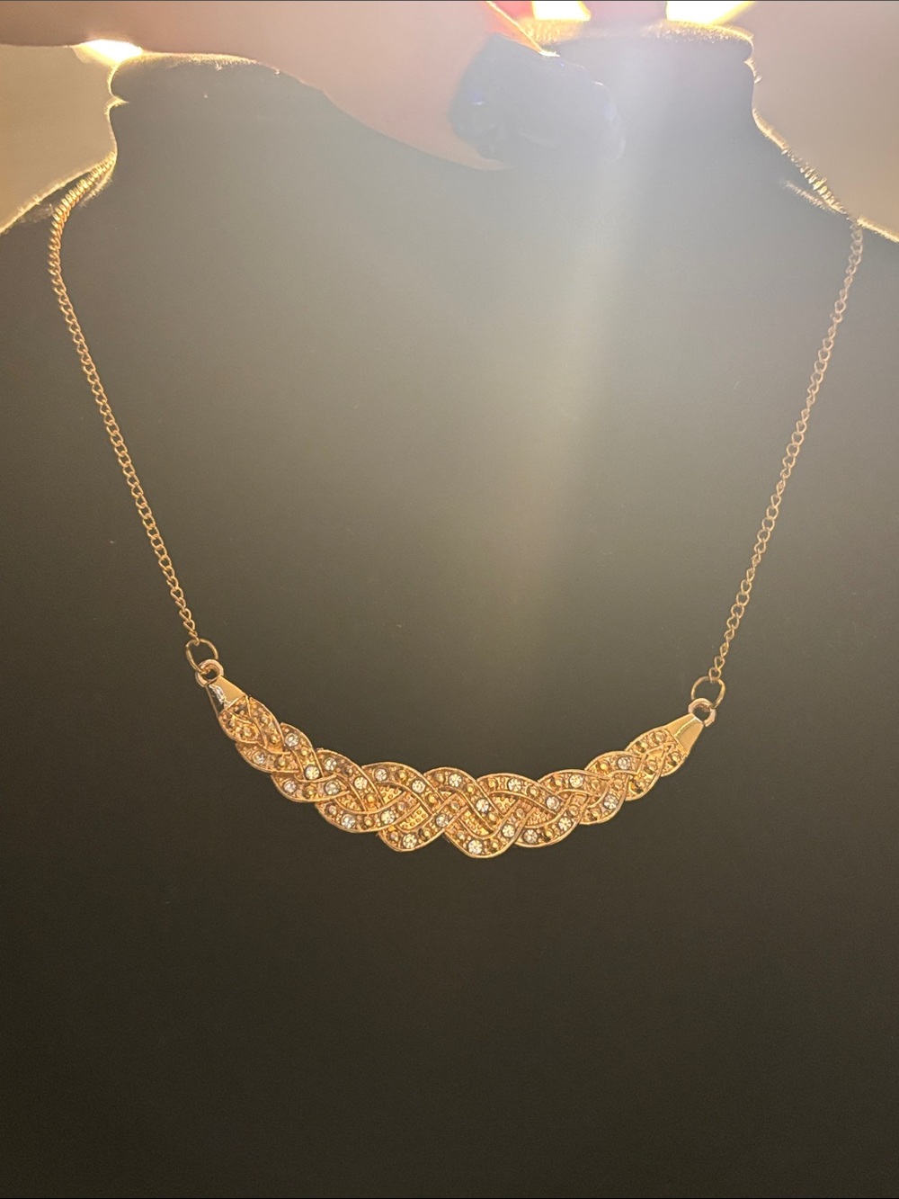 paparazzi Gold Braided Crystal Statement Necklace